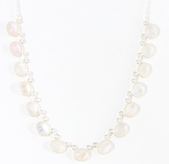 Zilveren collier met regenboog maansteen afbeelding 1