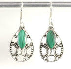 Opengewerkte zilveren oorbellen met malachiet afbeelding 1