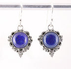 Bewerkte zilveren oorbellen met lapis lazuli afbeelding 1