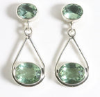 Opengewerkte zilveren oorstekers met groene amethist afbeelding 1