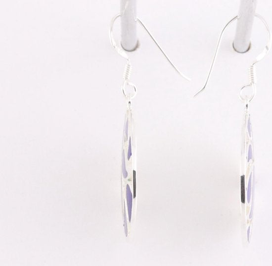 Ronde opengewerkte zilveren oorbellen met lapis lazuli afbeelding 2