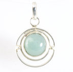 Ronde opengewerkte zilveren hanger met aquamarijn afbeelding 1
