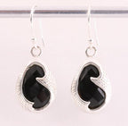 Bewerkte zilveren oorbellen met gefacetteerde onyx afbeelding 1