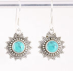 Fijne bewerkte zilveren oorbellen met turkoois afbeelding 1