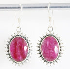 Bewerkte zilveren oorbellen met robijn afbeelding 1