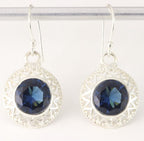 Ronde opengewerkte zilveren oorbellen met ioliet afbeelding 1
