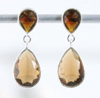 Zilveren oorstekers met rookkwarts afbeelding 1