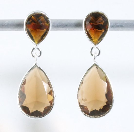Zilveren oorstekers met rookkwarts afbeelding 1