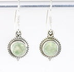 Fijne bewerkte ronde zilveren oorbellen met prehniet afbeelding 1