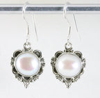 Bewerkte zilveren oorbellen met parel afbeelding 1