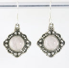 Bewerkte zilveren oorbellen met rozenkwarts afbeelding 1