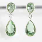 Zilveren oorstekers met groene amethist afbeelding 1