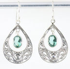 Opengewerkte zilveren filigrein oorbellen met groene toermalijn afbeelding 1