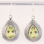 Bewerkte zilveren oorbellen met lemonkwarts afbeelding 1