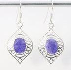 Opengewerkte zilveren oorbellen met blauwe saffier afbeelding 1