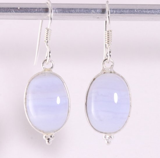 Zilveren oorbellen met blauwe lace agaat afbeelding 1