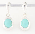 Hoogglans zilveren oorstekers met groene turkoois afbeelding 4