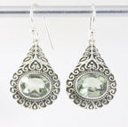 Bewerkte zilveren oorbellen met groene amethist afbeelding 1