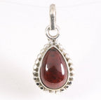 Fijne bewerkte druppelvormige zilveren hanger met granaat afbeelding 5