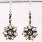 Lange bloemvormige zilveren oorbellen met citrien afbeelding 1