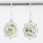 Fijne opengewerkte zilveren oorbellen met prehniet afbeelding 1