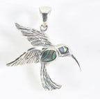 Zilveren kolibrie hanger met abalone schelp afbeelding 1