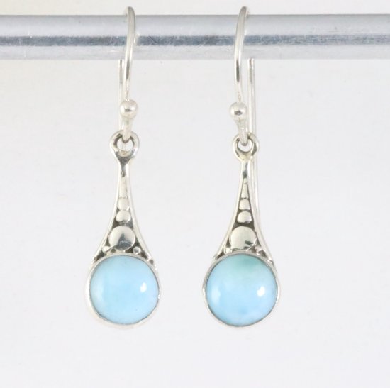 Fijne bewerkte zilveren oorbellen met larimar afbeelding 1