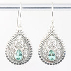Traditionele bewerkte zilveren oorbellen met groene toermalijn afbeelding 1