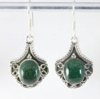 Bewerkte zilveren oorbellen met jade afbeelding 1