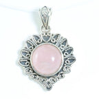 Bewerkte zilveren hanger met rozenkwarts afbeelding 1