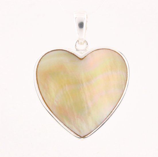 Hartvormige zilveren hanger met goudkleurige schelp afbeelding 1