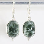 Zilveren oorbellen met groene serafiniet afbeelding 1