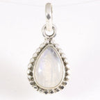 Fijne bewerkte druppelvormige zilveren hanger met regenboog maansteen afbeelding 5