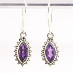 Fijne bewerkte zilveren oorbellen met amethist afbeelding 1