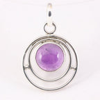 Ronde opengewerkte zilveren hanger met amethist afbeelding 1