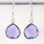 Fijne druppelvormige zilveren oorbellen met ioliet afbeelding 1