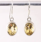 Fijne ovale zilveren oorbellen met citrien afbeelding 1