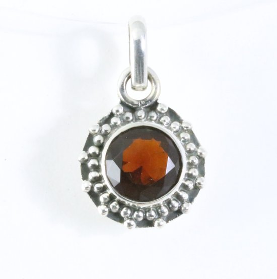 Fijne bewerkte ronde zilveren hanger met rookkwarts afbeelding 1