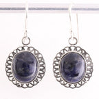 Opengewerkte zilveren oorbellen met sodaliet afbeelding 1