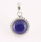 Fijne bewerkte ronde zilveren hanger met lapis lazuli afbeelding 1