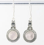 Bewerkte zilveren oorbellen met rozenkwarts afbeelding 1