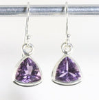 Hoogglans zilveren oorbellen met amethist afbeelding 1