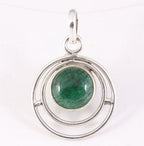 Ronde opengewerkte zilveren hanger met jade afbeelding 1