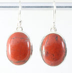 Ovale hoogglans zilveren oorbellen met rode jaspis afbeelding 1