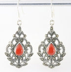 Zilveren oorbellen met carneool en marcasiet afbeelding 1