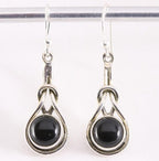 Zilveren oorbellen met onyx afbeelding 1