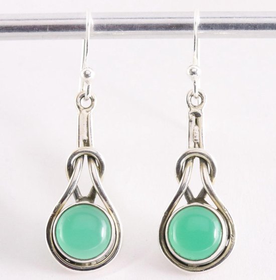 Zilveren oorbellen met groene onyx afbeelding 1