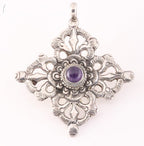 Traditionele zilveren dubbele vajra hanger met amethist afbeelding 1