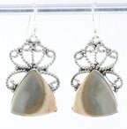 Opengewerkte zilveren oorbellen met bruine imperial jaspis afbeelding 1