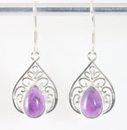 Opengewerkte zilveren oorbellen met amethist afbeelding 1